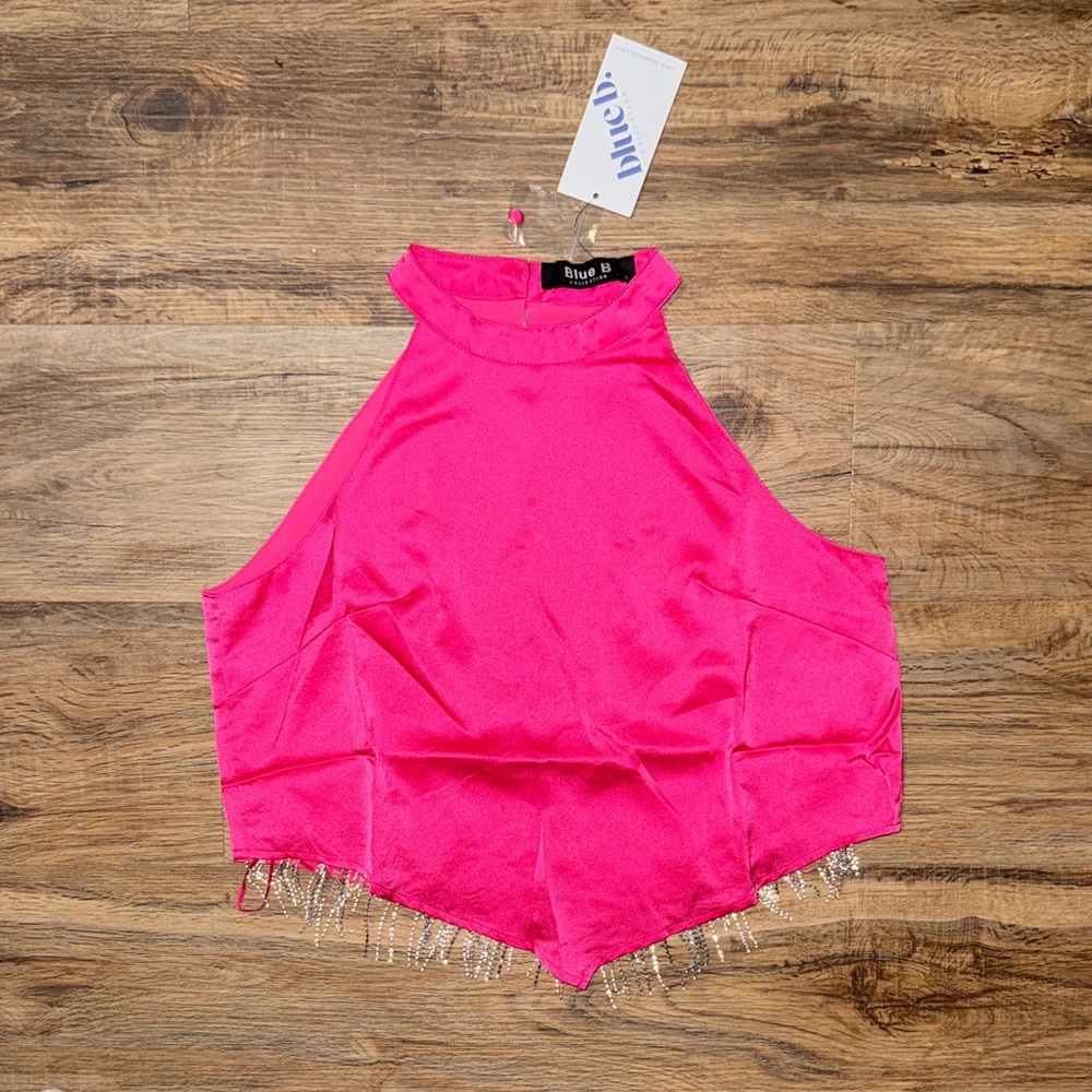 Pink Beaded Halter Top